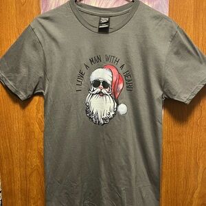 Hanes Gray T-Shirt with Santa Beard Graphic
